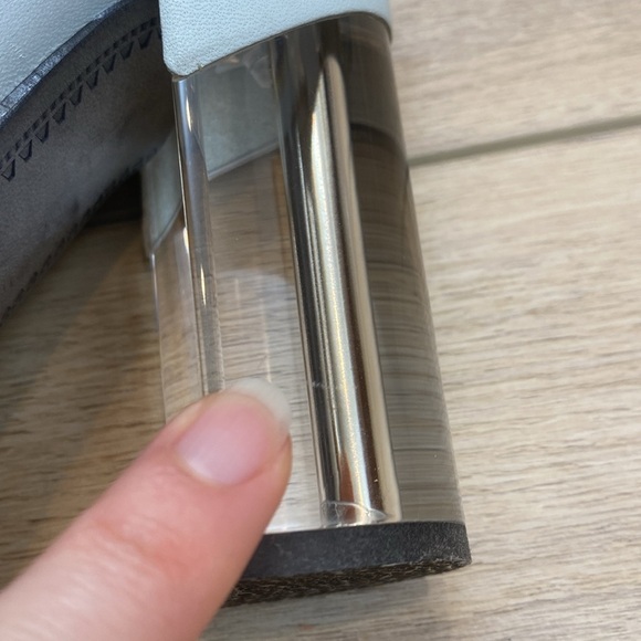 Miista London Eva Acrylic Heel Pastel Sky Blue Block Heels Pumps Round toe - Picture 13 of 16